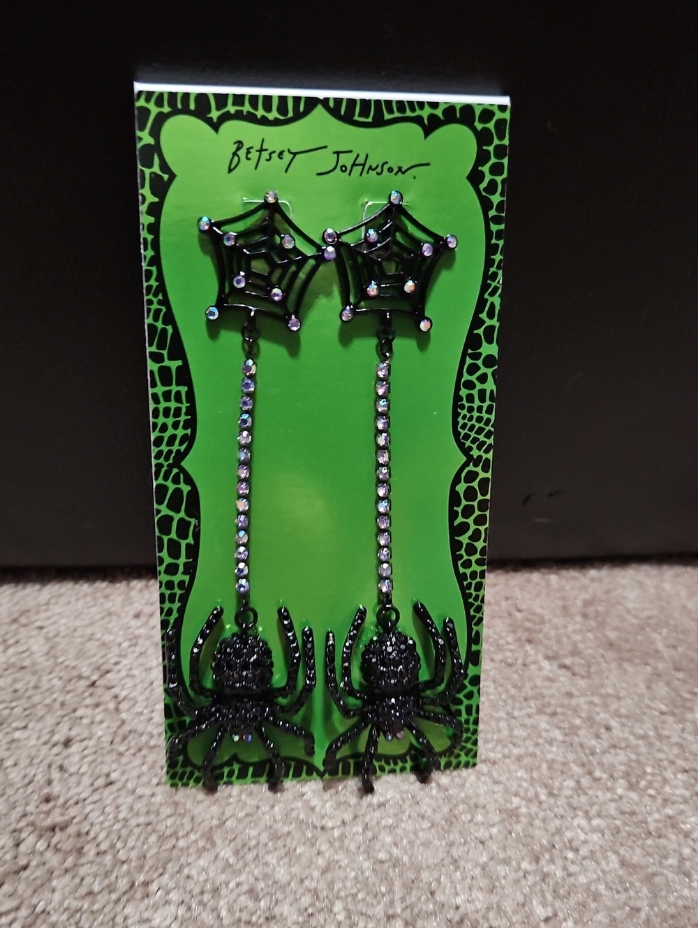 Betsey Johnson - Black Spider Web Stud Earrings